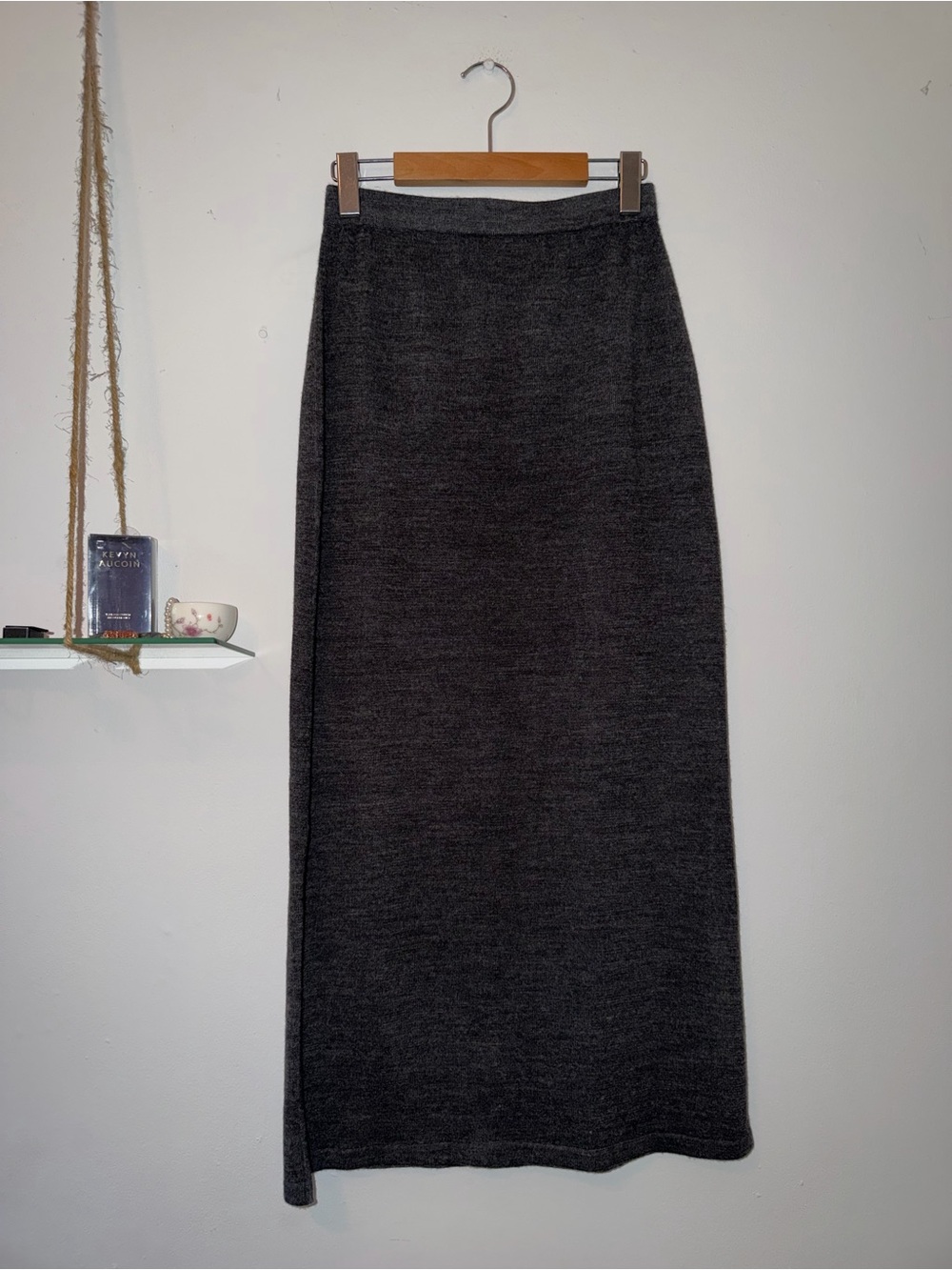 Charcoal Wool Blend Maxi Skirt